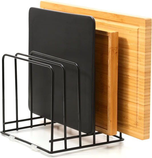 Cutting Board Organizer (2 Pc), Kitchen Cabinet Organizer, Baking Sheet Holder with 5 Divided Slots, for Countertop or Cabinet Storage, Space Saving
