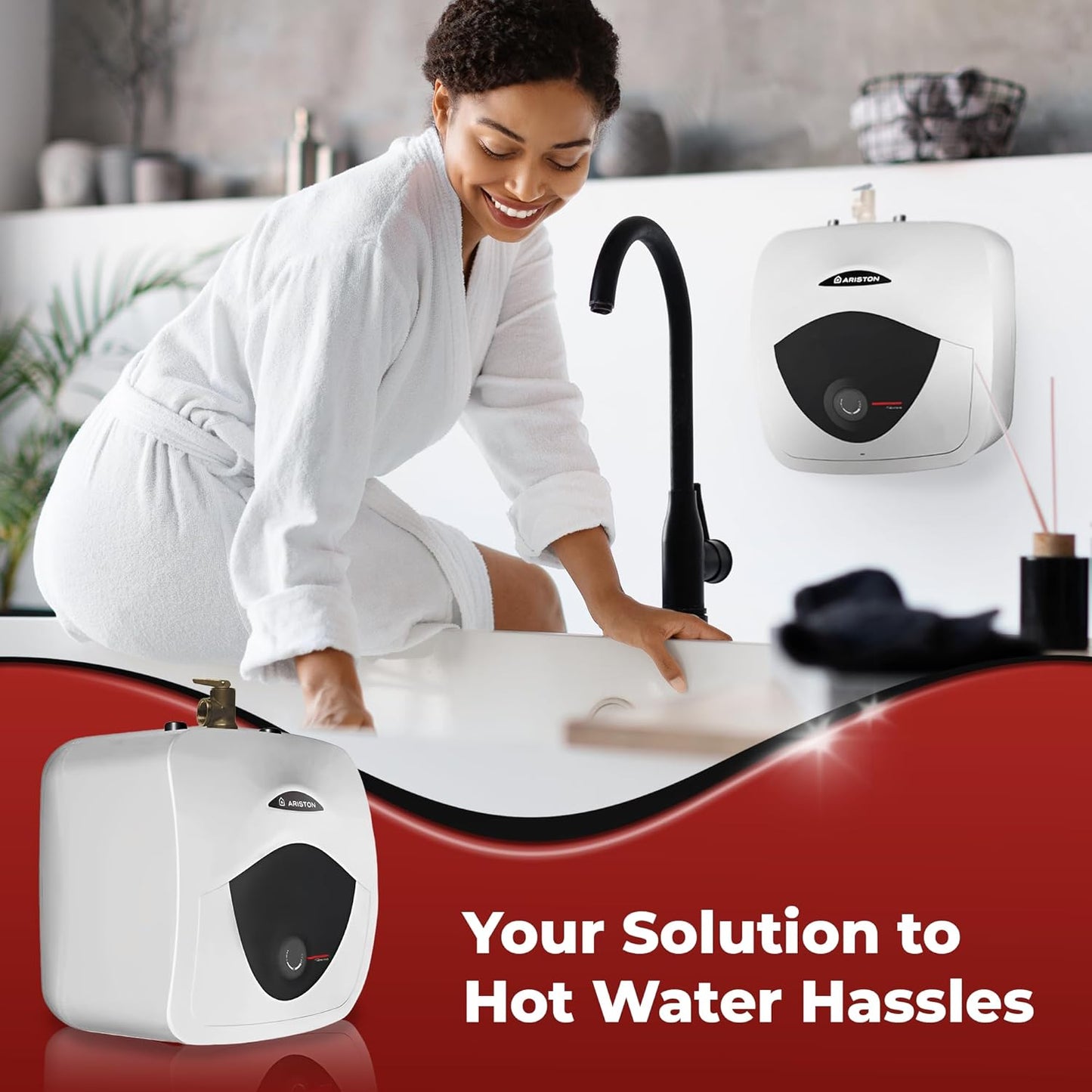 4 Gallon Capacity, 120-Volt – Ariston Andris Mini Tank Electric Water Heater – Heating Solution for Under Sink, RV, and Compact Spaces, Smart Boost for Versatile Heating, Simple Installation