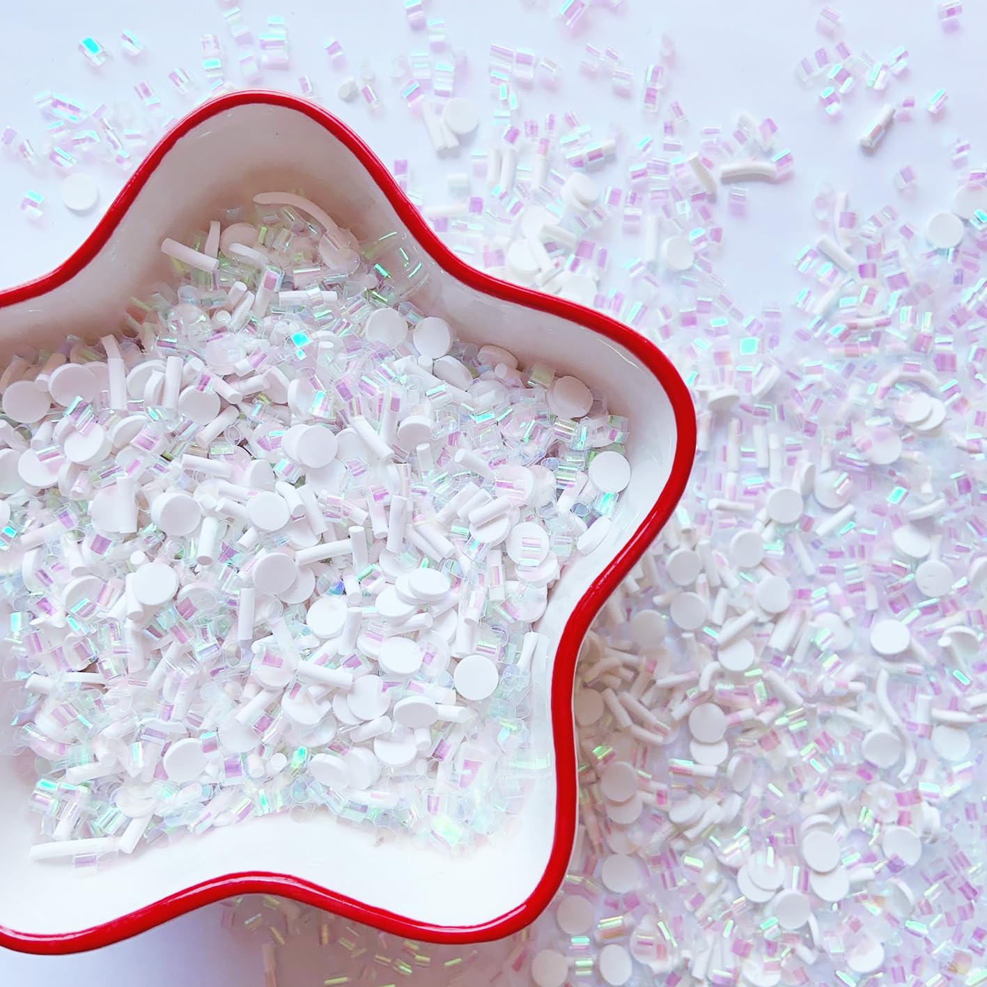 EHOPE Fake Sprinkles Polymer Sprinkles Faux Sprinkles Fake Candy Sprinkles Clay Sprinkles Polymer Clay Slices for Nail Art DIY Crafts Cake Phone Case (50-Guan WhiteRound+Sugar)