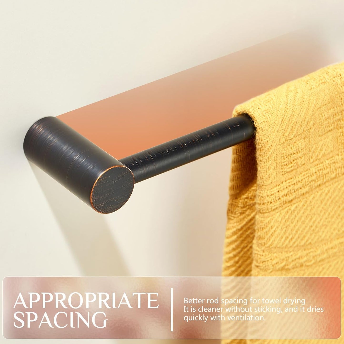 KOKOSIRI Towel Bars Oil Rubbed Bronze for Bathroom Wall Mounted 36-Inch Bath Towel Holder Single Rod Stainless Steel Bathroom Hardware, B4007ORB-L36