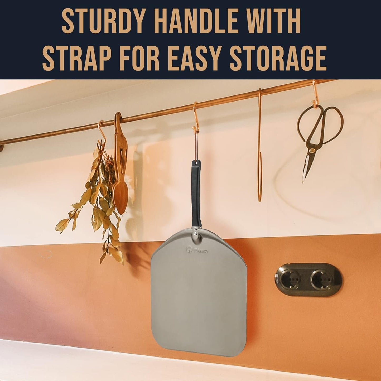 Q Pizza Aluminium Pizza Peel 14 inch, Extra Large Metal Pizza Turning Paddle, Non-stick Pizza Spatula for ooni Grill Oven Baking Bread Pastry Dough Pie Cake, PT205