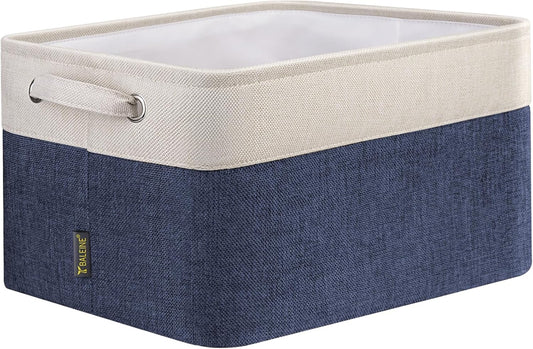 BALEINE 1 Pack Fabric Storage Bins for Shelves, Linen Storage Baskets for Organizing, Decorative Closet Bins for Clothes, Home (Navy Blue, 15''x11''x9.5'')
