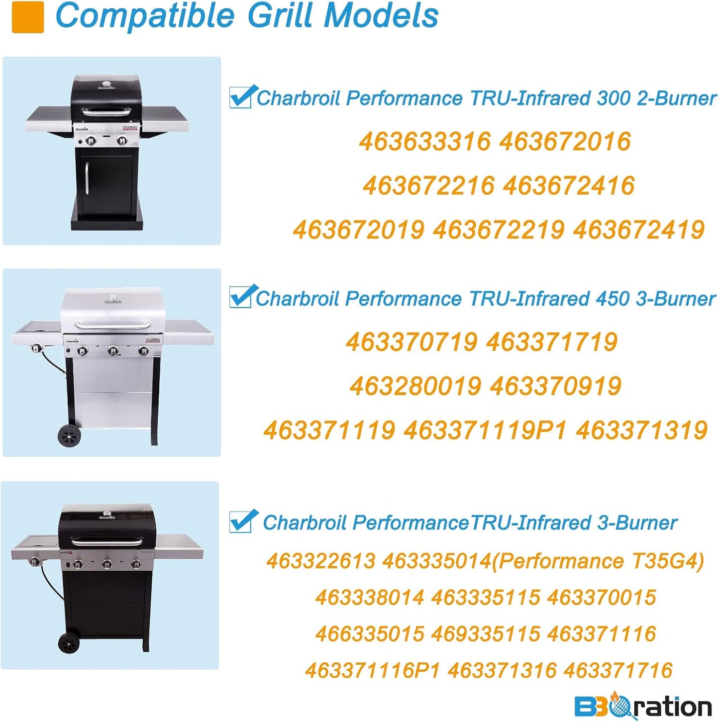 17" Grill Grate for Charbroil Performance TRU-Infrared 450 3-Burner 463370719 463371719 463371116 463371316 463371716 463336016, G460-8200-W1 Stainless Steel Emitter for Charbroil Grill Parts