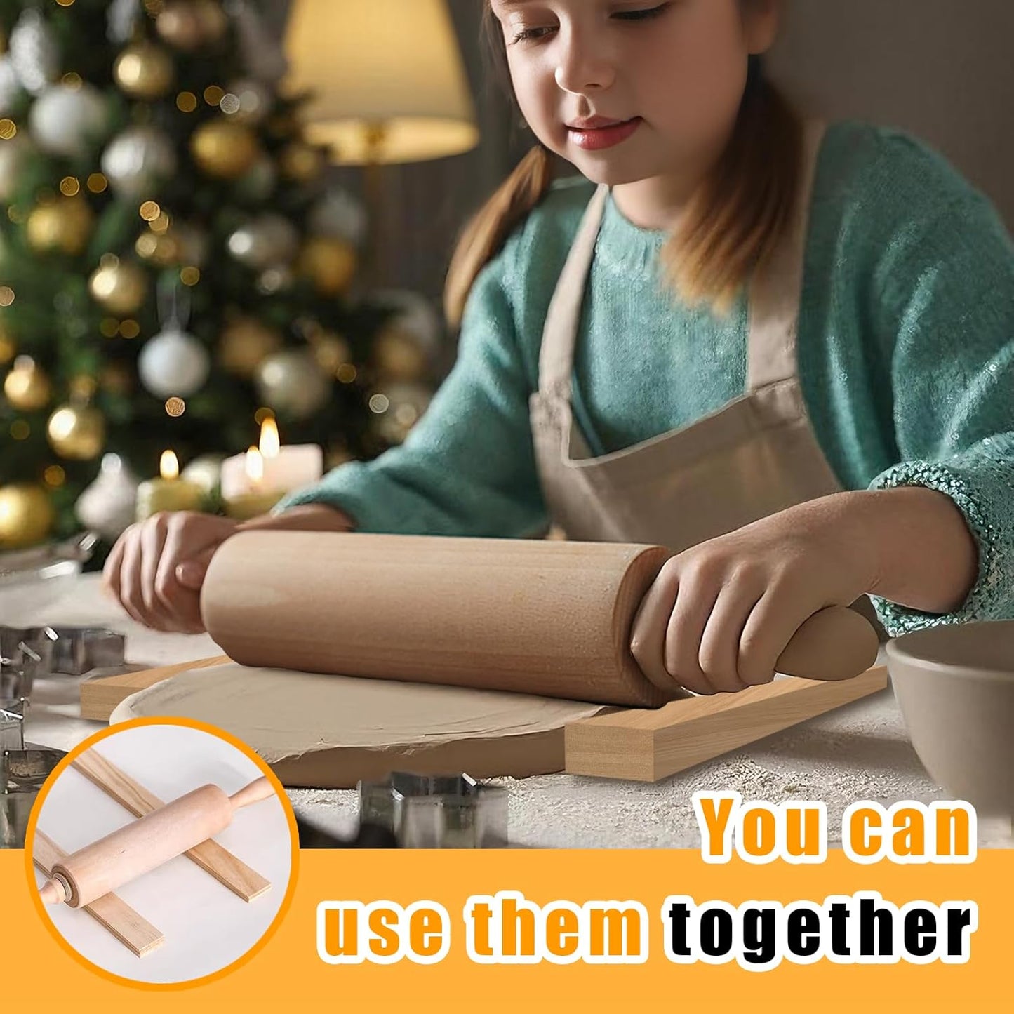 10 Pcs Wooden Pottery Rolling Pin Guides Set,5 Sizes Clay Tools for Precise Clay Thickness Control,Ceramic Tools for Precise Polymer Clay Thickness Measuremen