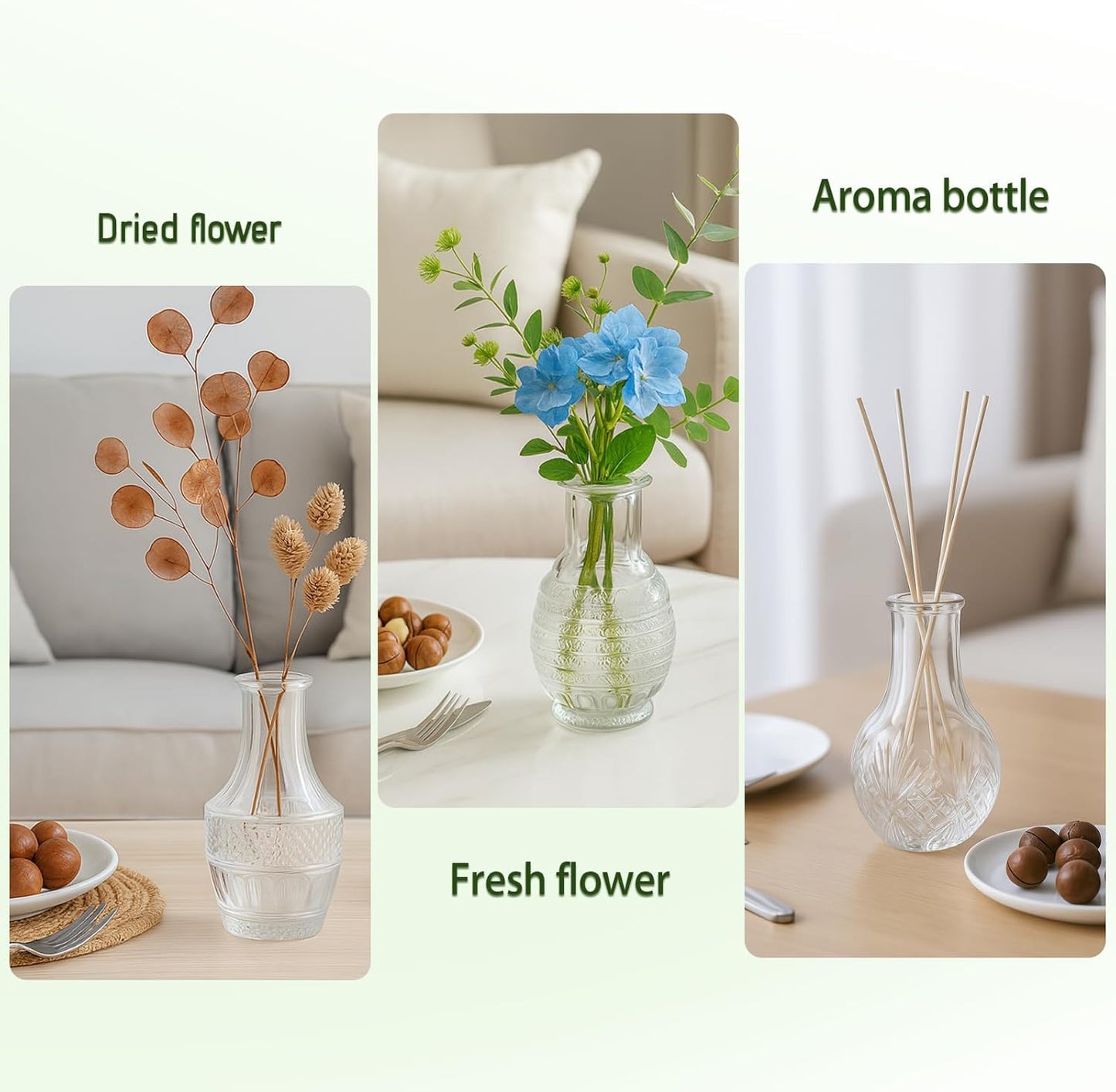 Glass Bud Vase Set of 16 Pcs, Small Clear Bud Vases for Flowers, Vintage Vases for Centerpiece Table Wedding Decorations Home Decor Glass Bottles for Birthday Party Anniversary