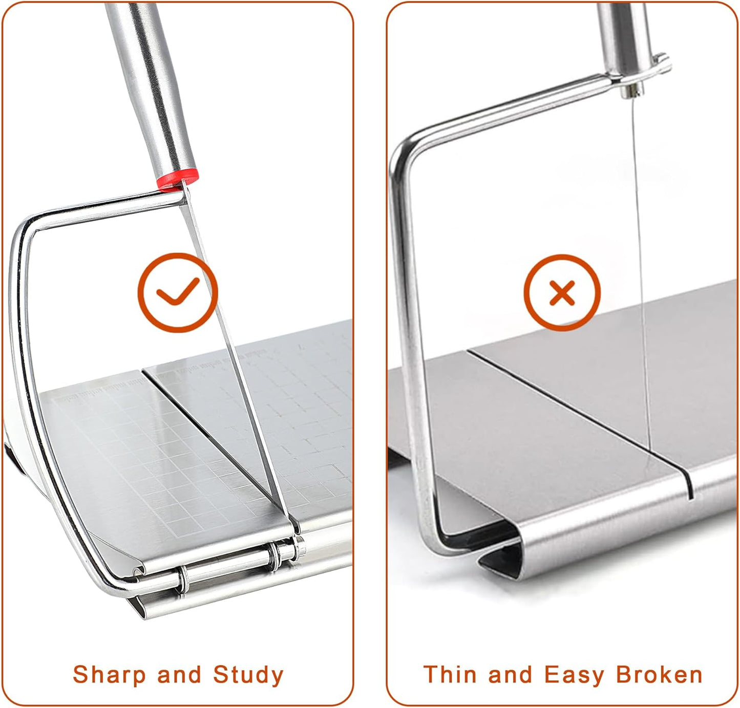 Cheese Slicer, Multipurpose Cheese Cutter Stainless Steel Cheese Slicers for Block Cheese, Butter, Sausages, Fruits Kitchen Gadget Cheese Cutting Board