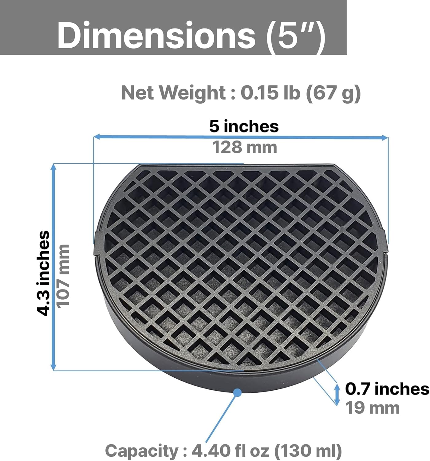 5" Coffee Drip Catcher 5 inches Drip Tray for Espresso Machine Carafe Water Urn Durable ABS Plastic, Black