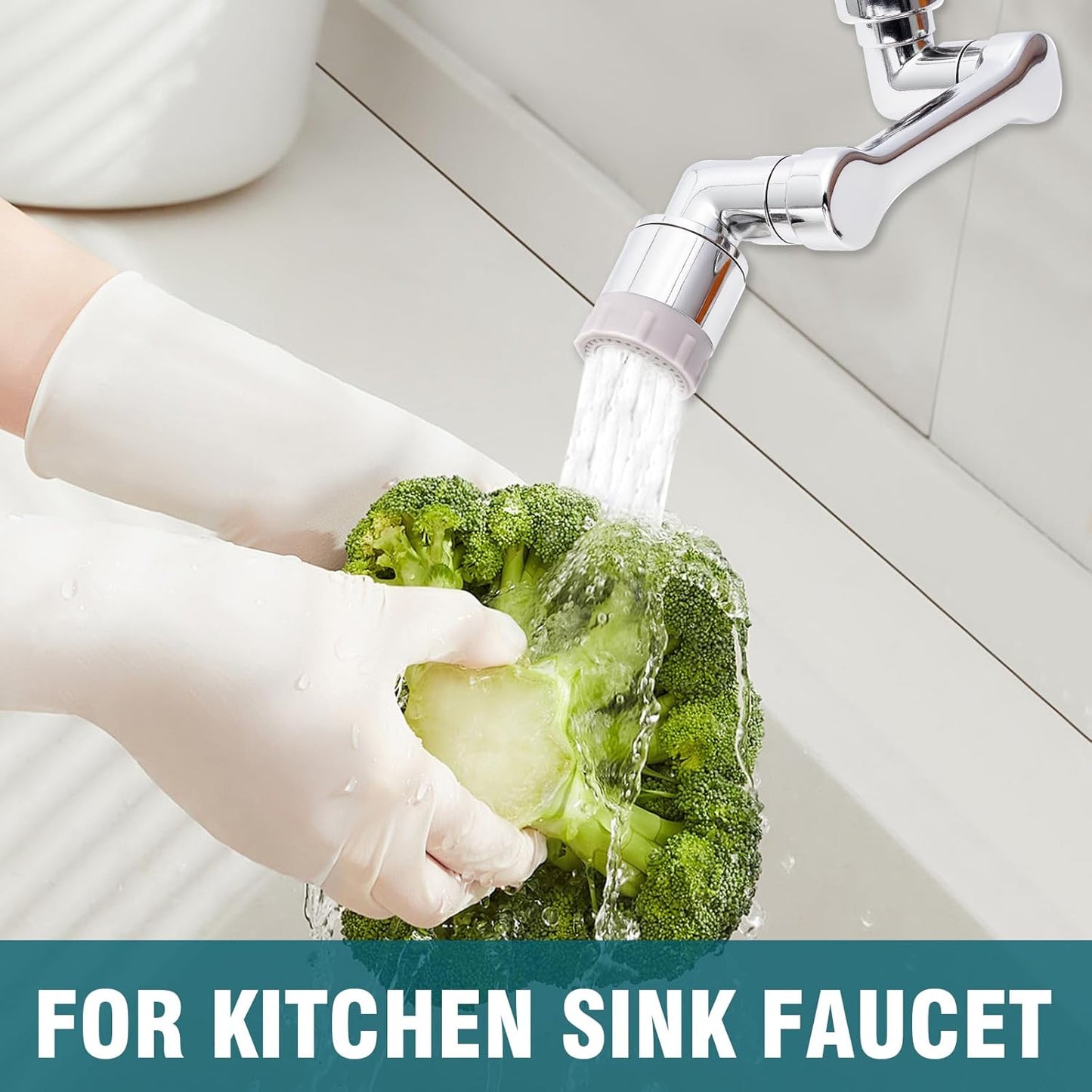 Faucet extender 1080 ° rotation, faucet extender, rotating robotic arm, suitable for bathrooms and kitchens, with 2 water flow modes for washing eyes/hair/face (Black)