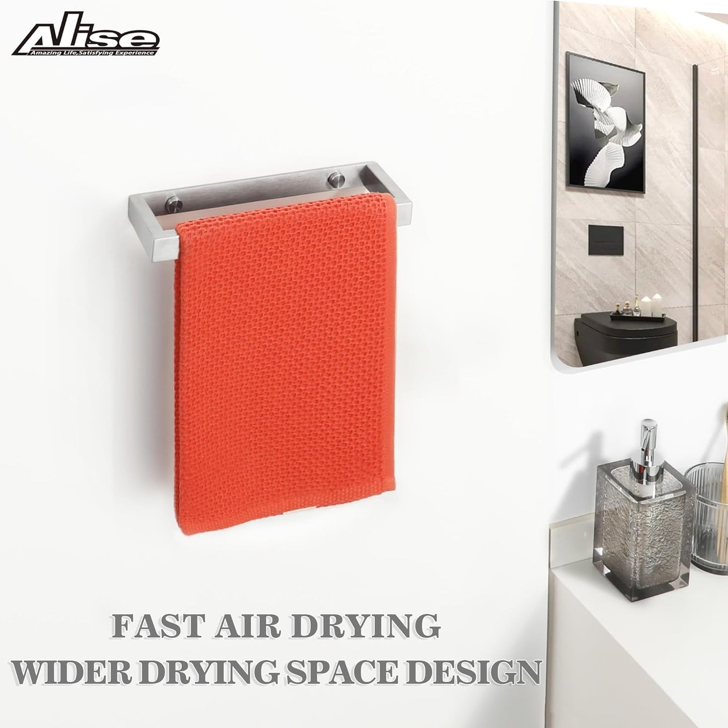 Alise Bath Towel Bar,Wall Mount Towel Holder Towel Rack Towel Hanger for Bathroom Lavatory,8 Inch SUS304 Stainless Steel Towel Rail,Brushed Finish GJF020-LS