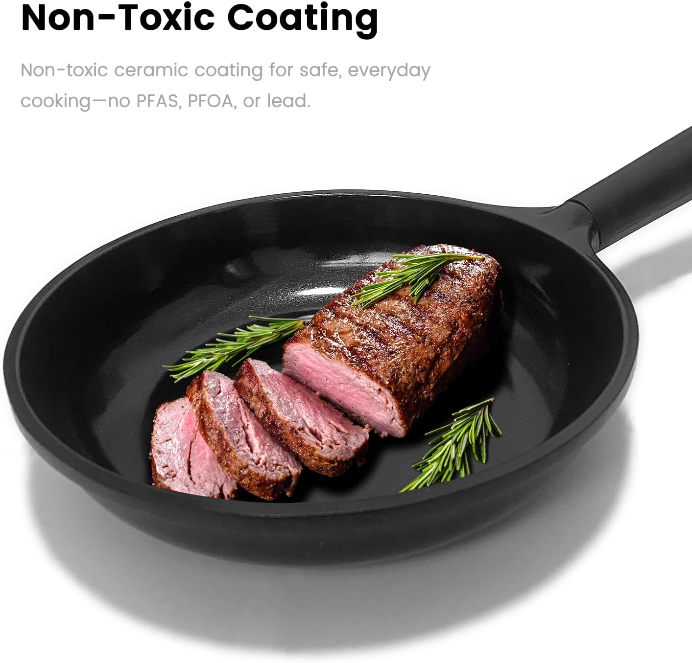 Ceramic Nonstick Frying Pan, Non Toxic 8 inch Frying Pan Skillet PFAS & PTFE & PFOA Free, Dishwasher Safe, Compatible with All Stovetops