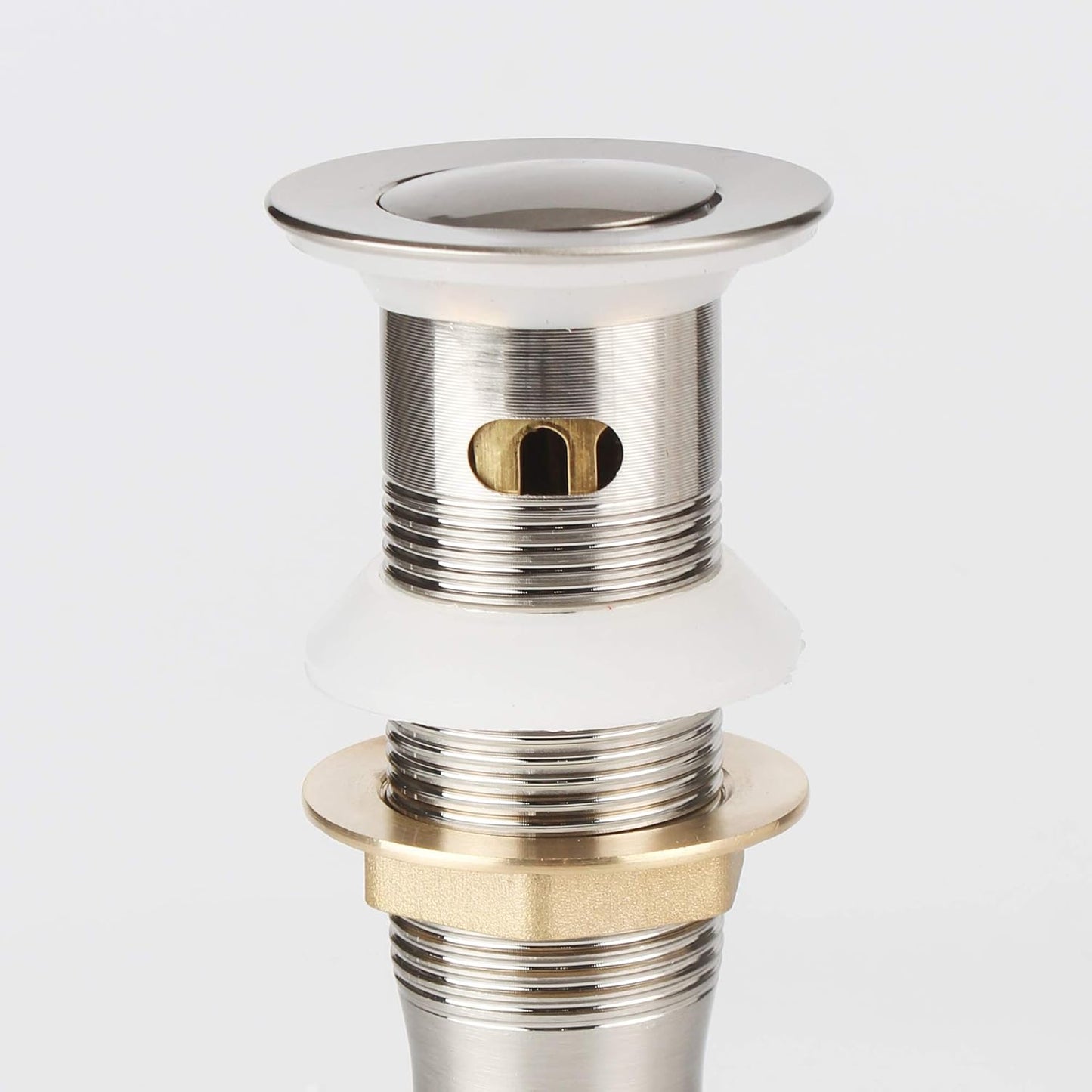 Bathroom Faucet Vessel Detachable Basket Pop Up Sink Drain, Brushed Nickel with Overflow