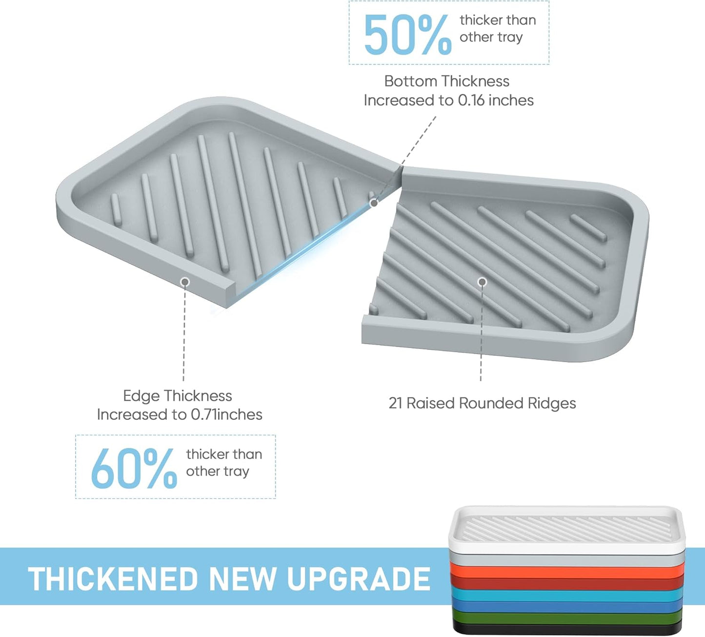 EG-SIPRO Silicone Sponge Holder-Large Thick Durable 10" Sink Organizer Tray-Kitchen & Bathroom