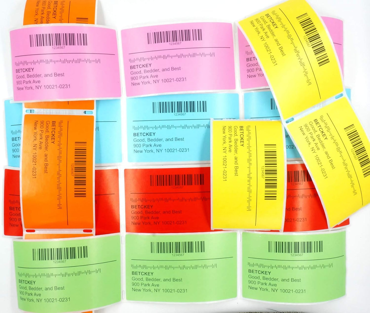 BETCKEY - 2.5" x 1" Multipurpose & Barcode Labels Compatible with Zebra & Rollo Label Printer,Premium Adhesive & Perforated[Red, 6 Rolls, 8280 Labels]