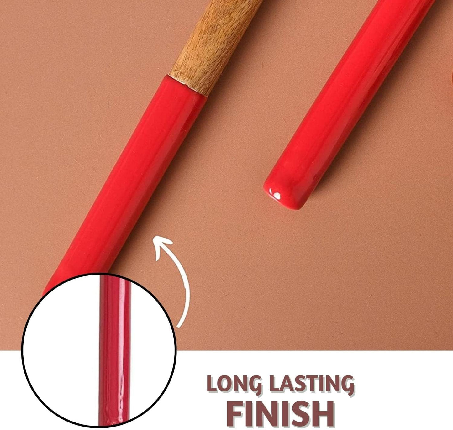 Folkulture Wooden Salad Serving Utensils or Salad Tongs, Salad Servers for Wooden Salad Bowl Set, Salad Tongs for Serving, Salad Hands for Kitchen Decor, 12-inch Spoon and Fork Set, Red