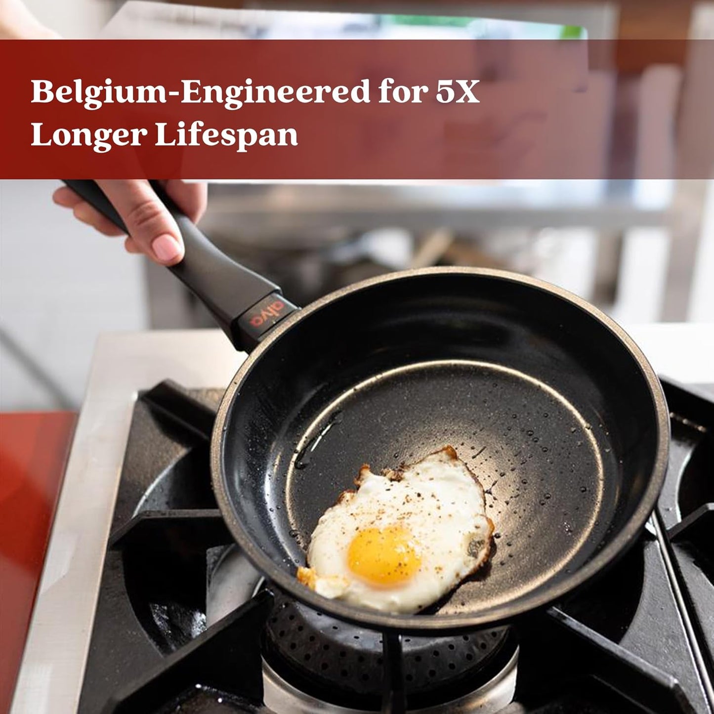 Alva Energy 11″ Non‑Toxic Ceramic Frying Pan – PFAS/PTFE‑Free, Induction‑Safe Recycled Aluminum – Fast, Even Heat with Stay‑Cool Handle, Lightweight for Everyday Cooking