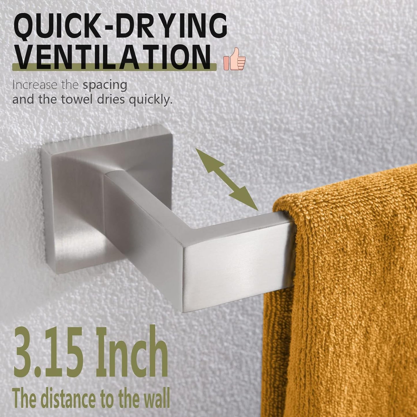 KOKOSIRI 20-Inch Single Towel Bar, Bathroom Kitchen Towel Holder, Wall Mounted SUS304 Stainless Steel Towel Rack, Brushed Nickel, B4003BR-L20