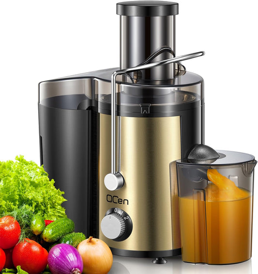Juicer Machine, 800W Centrifugal Juicer Extractor with Wide Mouth 3” Feed Chute for Fruit Vegetable, Easy to Clean, Stainless Steel, BPA-free (Gold)