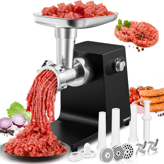 Huanyu Meat Grinder Electric Pro-Grade - 1HP Bone-Crushing Power, 3 Plates & Sausage Kit | Rustproof Stainless Steel for Hunters, Pet Owners & Home Chefs #8
