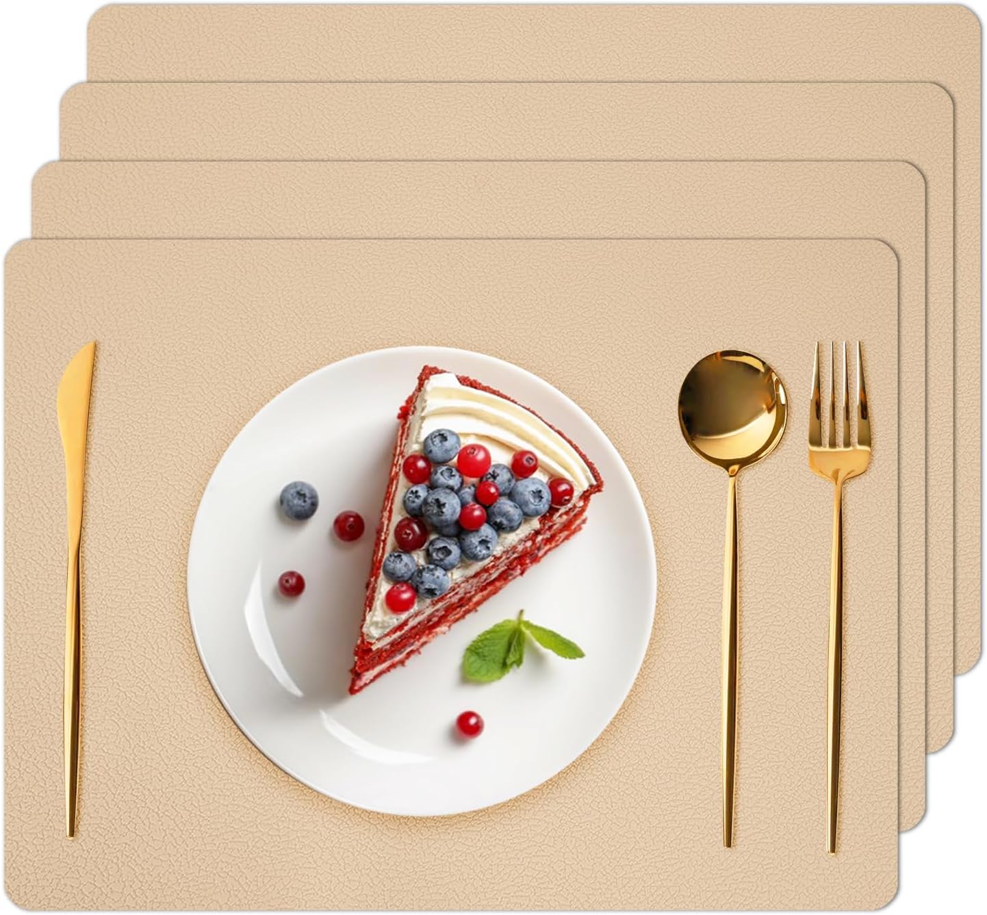 Silicone Placemats Set of 4,Heat Resistant Mats,Non-Slip Mats, Dustproof Placemats, Waterproof, Easy to Clean,Perfect for Indoor & Outdoor Dining,12.6 x 17.7 inches by Siliconty (Light Coffee)