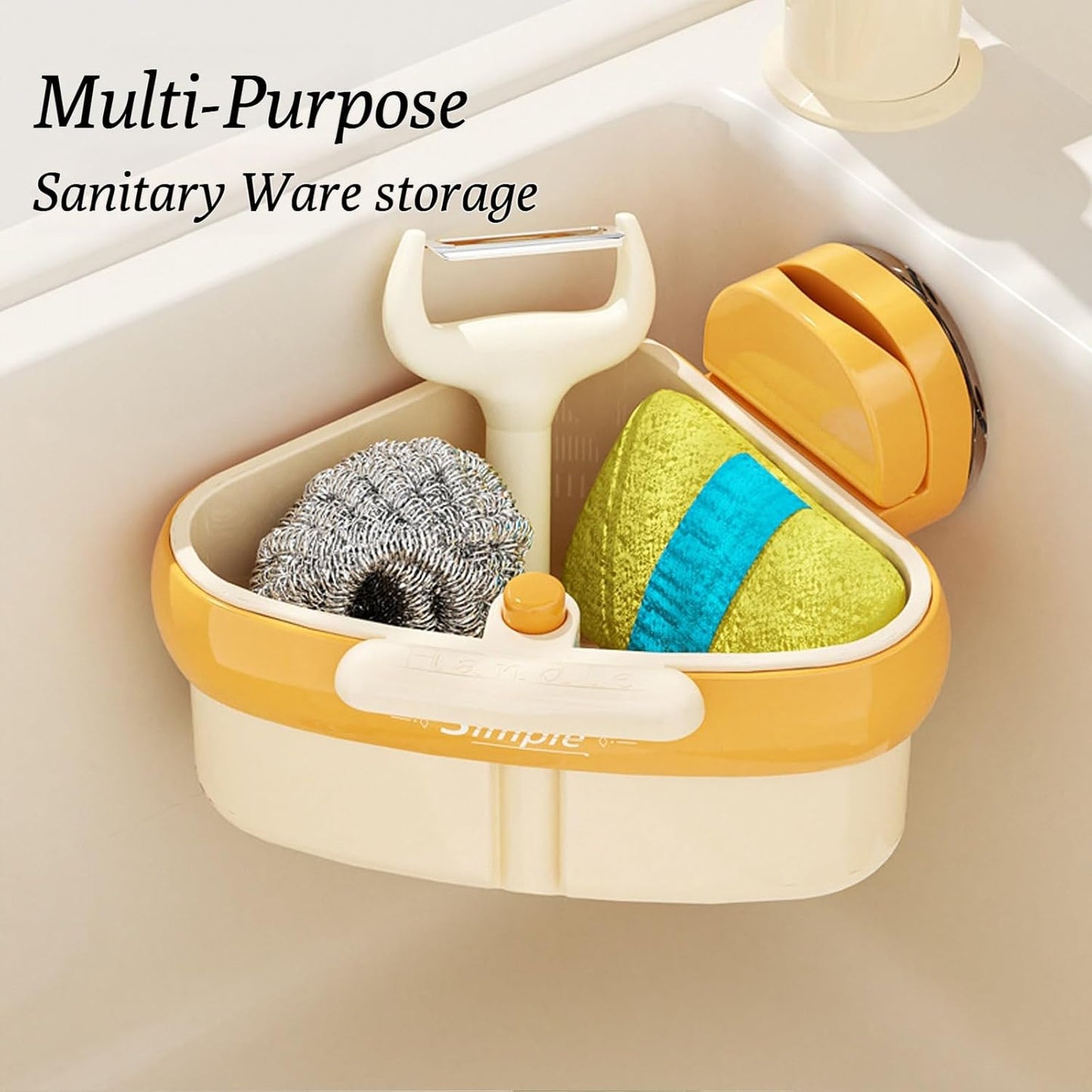 Suction Cup Sink Corner Rack, 2025 Upgraded Automatic Dumping Sink Strainer Basket, Suction Cup Press Sink Drainer Basket, No Drilling Corner Sink Strainer for Food Waste (Green, 2Pcs)