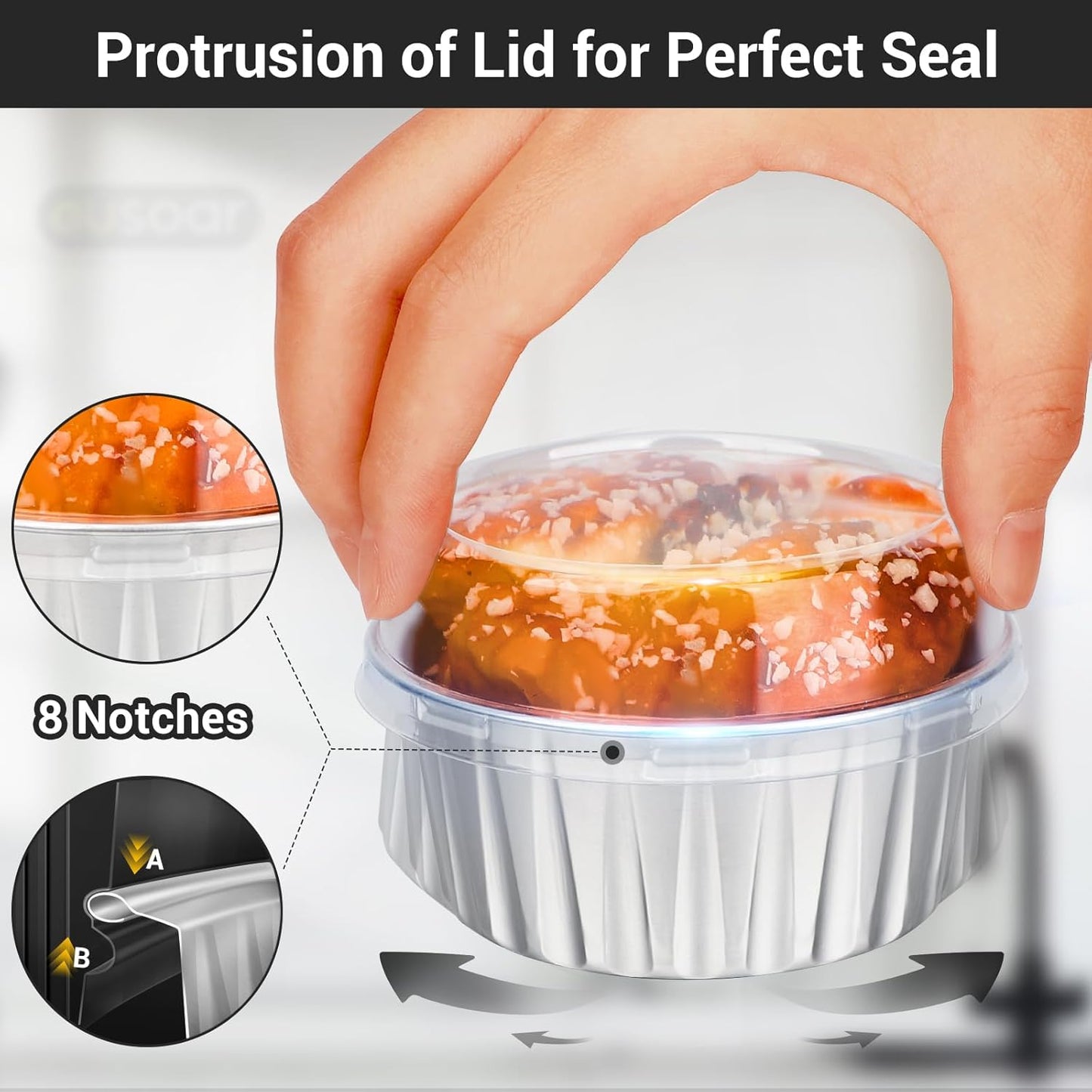 EUSOAR Disposable Foil Baking Cups, 30pcs 5oz Muffin Liners Cups with Lids, Aluminum Cupcake liners Ramekins Pans, Baking Cups, Aluminum Foil Creme Brulee Cupcake Holders Pan Containers