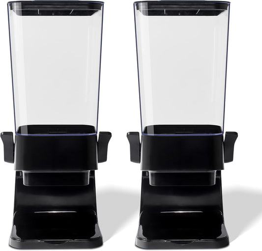 Cereal Dispenser Countertop, 5L Kitchen Organization Cereal Containers Storage, Desktop Candy Dispenser Plastic Cereal Dispenser, Snack Containers Can Hold Granola, Dry Food, nut, Grain (Black, 2Pc)