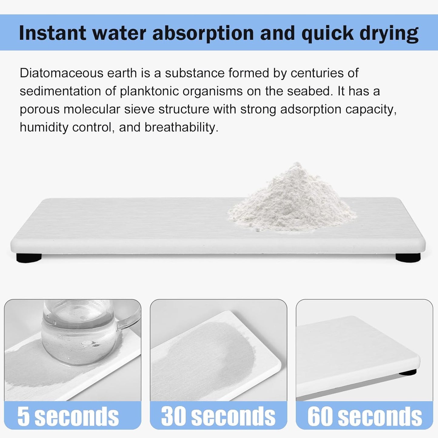 3PCS Stone Drying Tray, Water Absorbing Stone Tray for Sink, Stones Soap Trays, Fast Dry Diatomite Stones Mat,Used for Hand Soaps,Sponge,Toothbrush Holder in Bathroom Counter and Kitchen Sinks