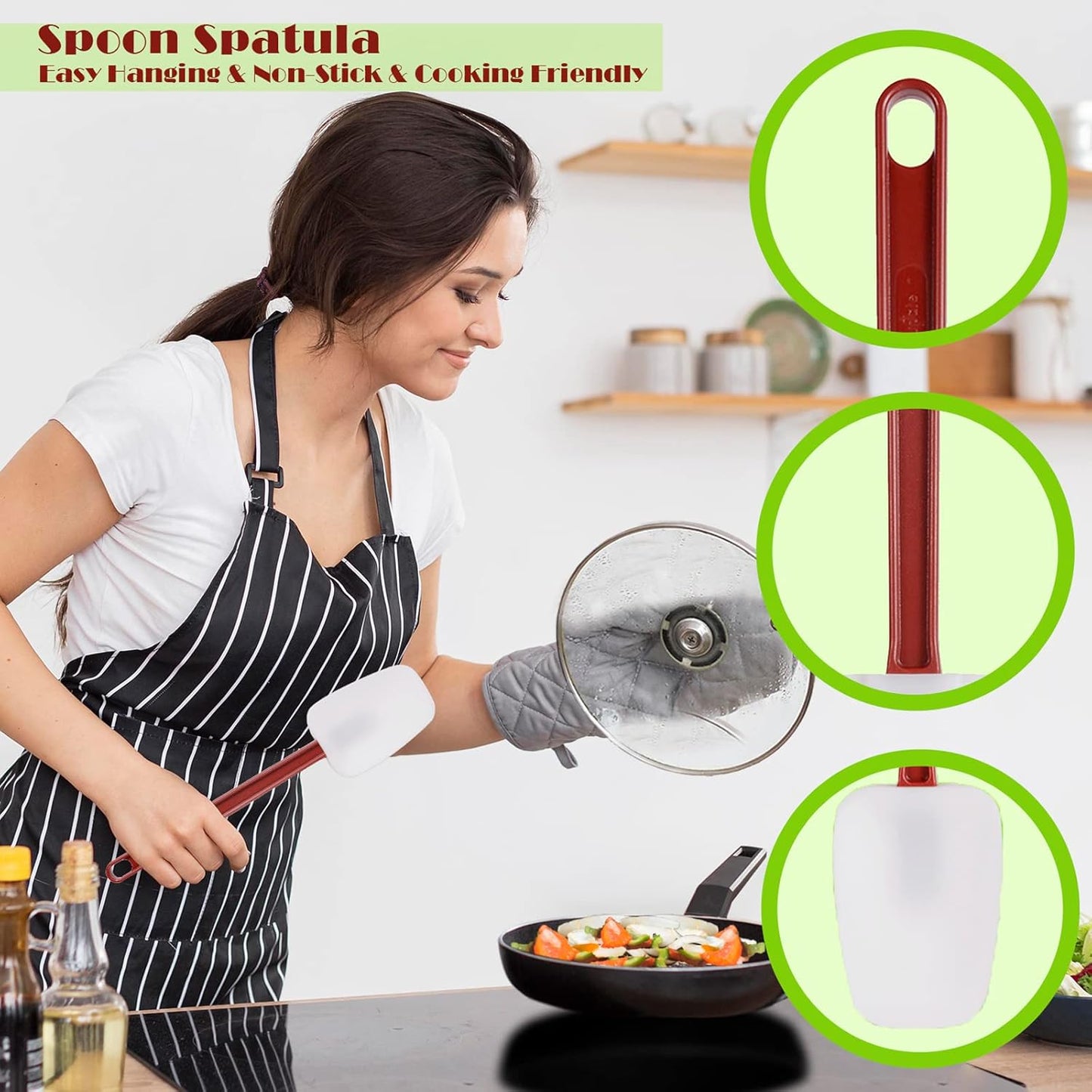 Commercial Spoonula Rubber Spatula Set, High Heat Spatula Spoon 9.5 Inches, Commercial Spatula for Cooking, Rubber Spatula Set Resistant to 500℉ (2 Spoonulas 14"/M)