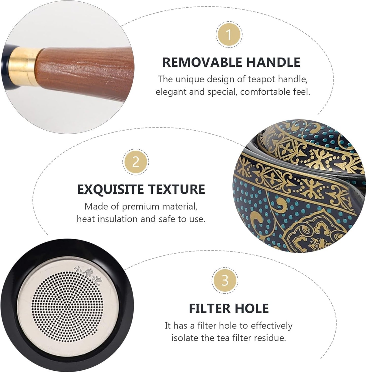 Chinese Ceramic Teapot Classical Porcelain Chinese Gongfu Tea Set 360 Rotation Ceramic Teapot with Tea Strainer for Loose Leaf Tea