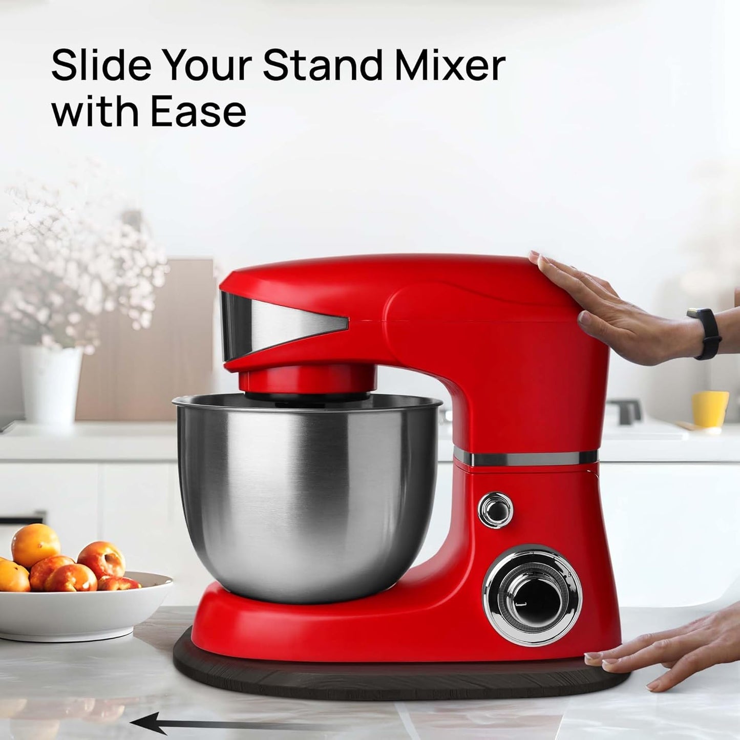 Ibyx Elegant Sliding Tray - Compatible with 4.5 Qt KitchenAid Stand Mixers and Other Heavy Appliances (Black)