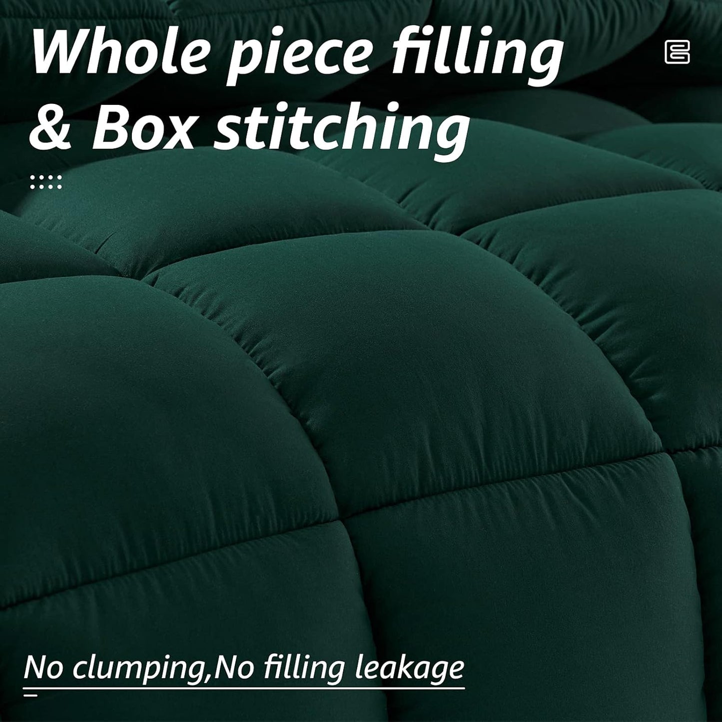 HYLEORY All Season King Size Bed Comforter - Cooling Down Alternative Quilted Duvet Insert with Corner Tabs - Winter Warm - Machine Washable - Emerald Green