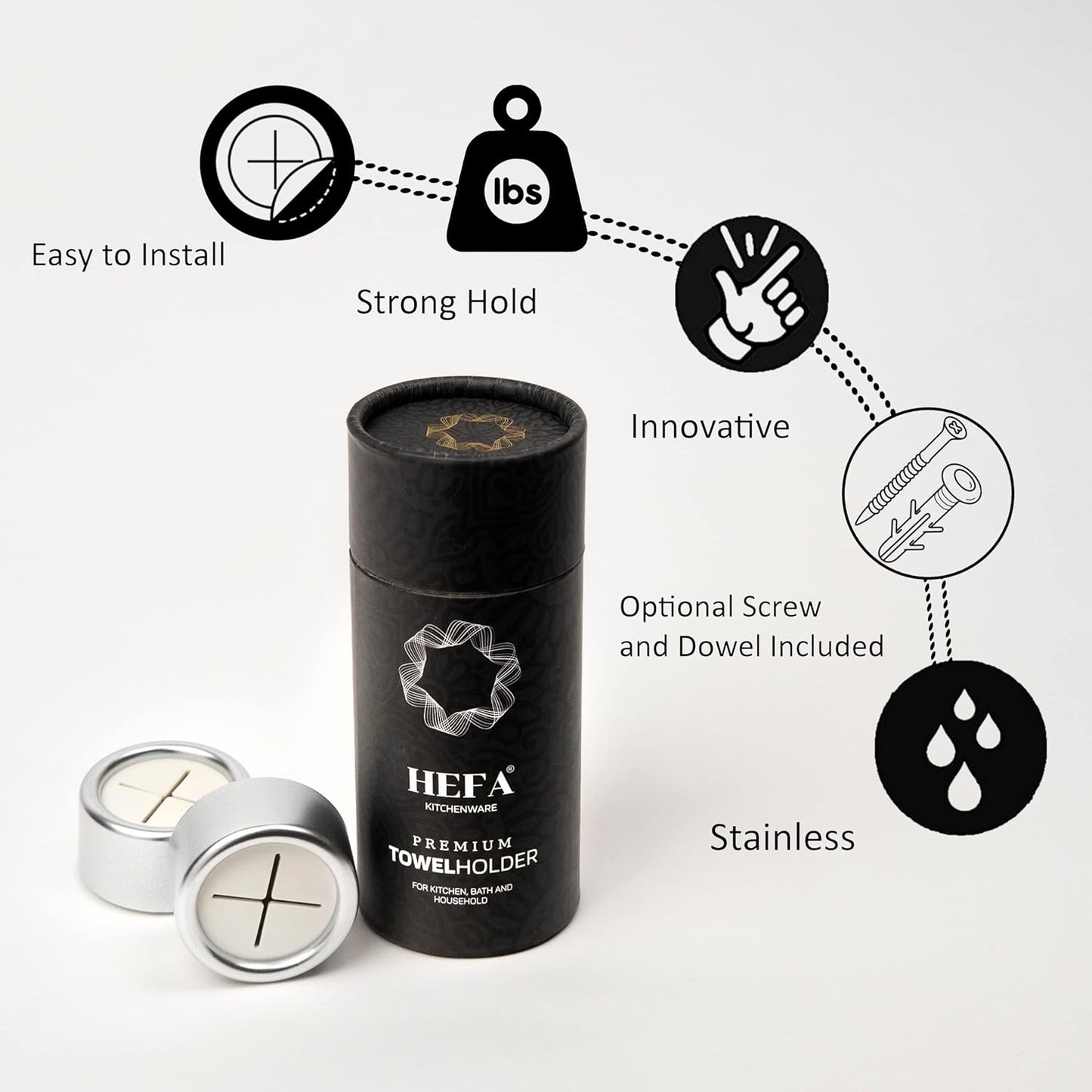 HEFA Towel Holder, Towel Hooks, Dish Towel Holder, Kitchen Organization, Bathroom Accesories, Kitchen Towel Hook, Kitchen Towel Holder, Hand Towel Holder, Kitchen Gadgets 4 Pack, Deep Grey