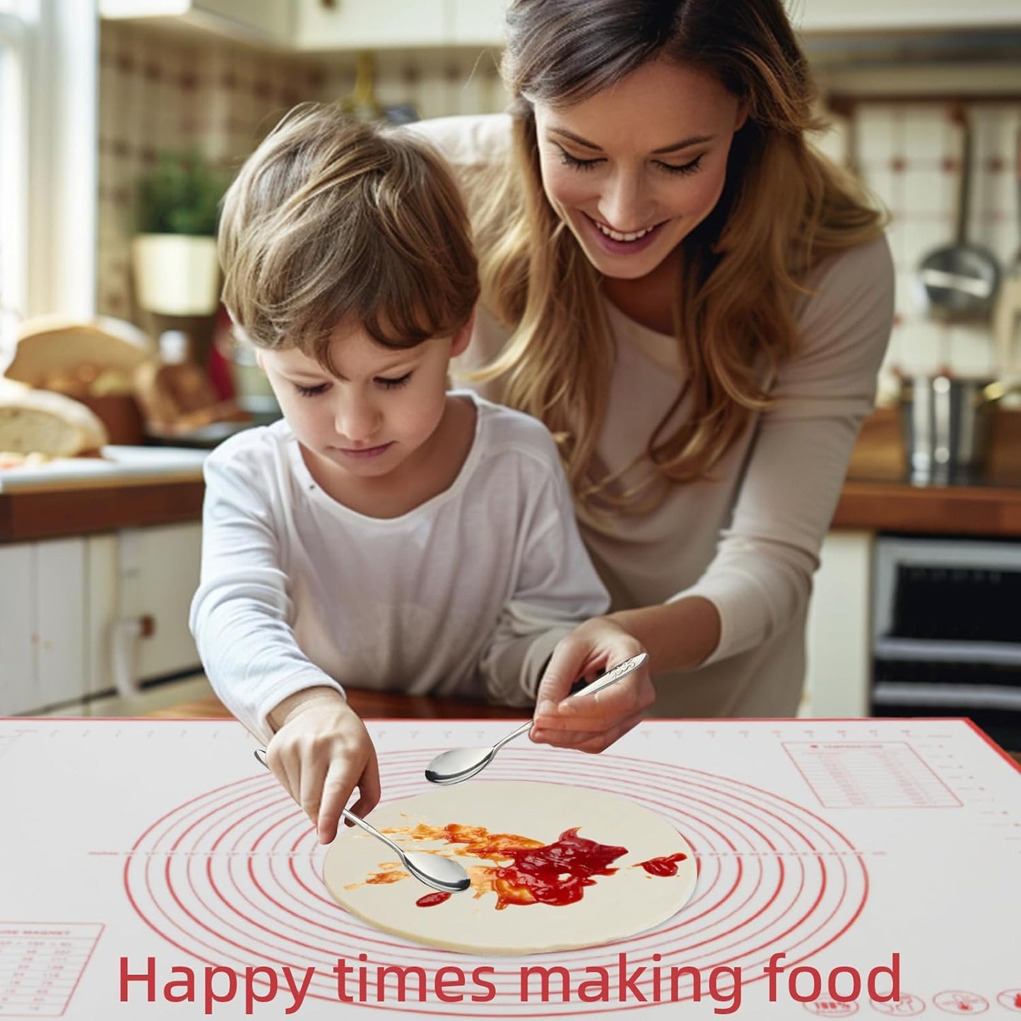 Dough Mat Silicone Baking Mats for Rolling Pastry,Kneading Sheet Sourdough Bread Baking Supplies Red 24x16"