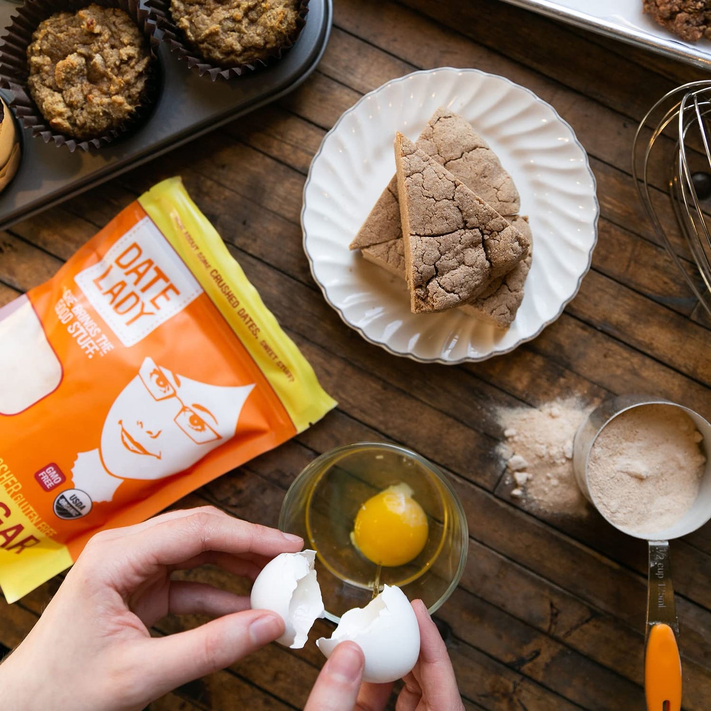 Date Lady Organic Date Sugar, 1 lb | Vegan, Paleo, Gluten Free & Kosher | Alternative Sweetener for Baking | Will Not Dissolve in Coffee (1 Bag)