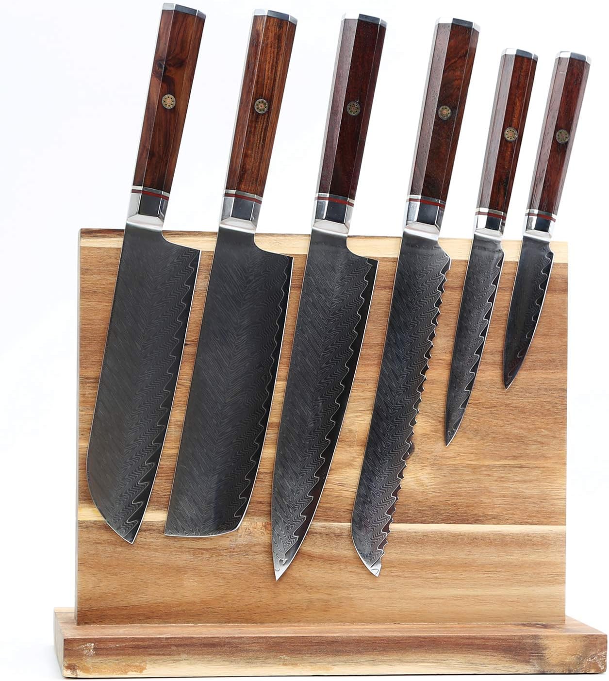 Resafy Large Magnetic Knife Holder,Acacia Wooden Magnetic Knife Block 12.5X10 Inches,Rack Magnetic Universal Stands with Strong Enhanced Magnets Strip Kitchen Storage Cutlery Organizer Without Knifves