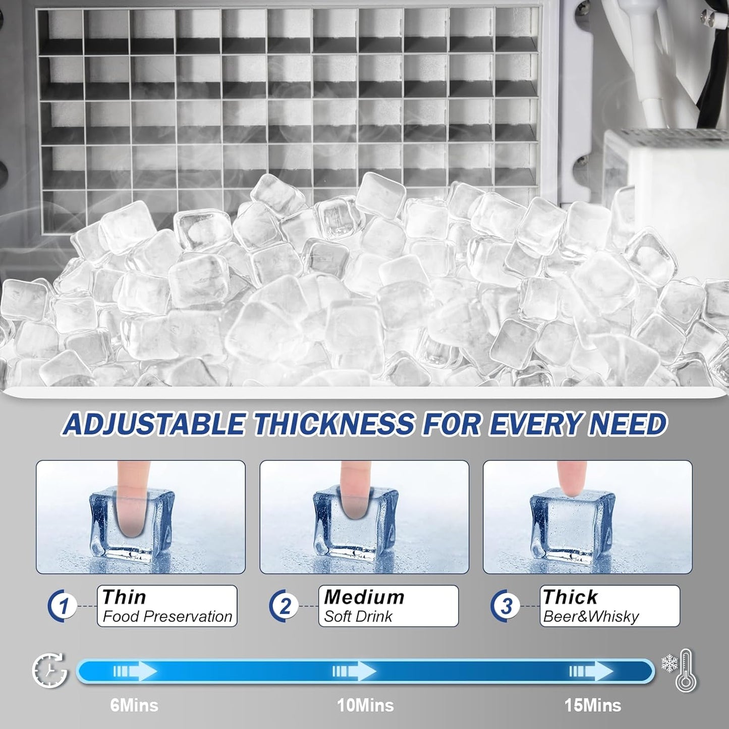 160LBS/24H High Output - Commercial Ice Maker Machine - 55 Clear Ice Cubes/Round (11-20 Mins), 35LBS Storage, Stainless Steel Undercounter/Freestanding for Home/Bar/Outdoor