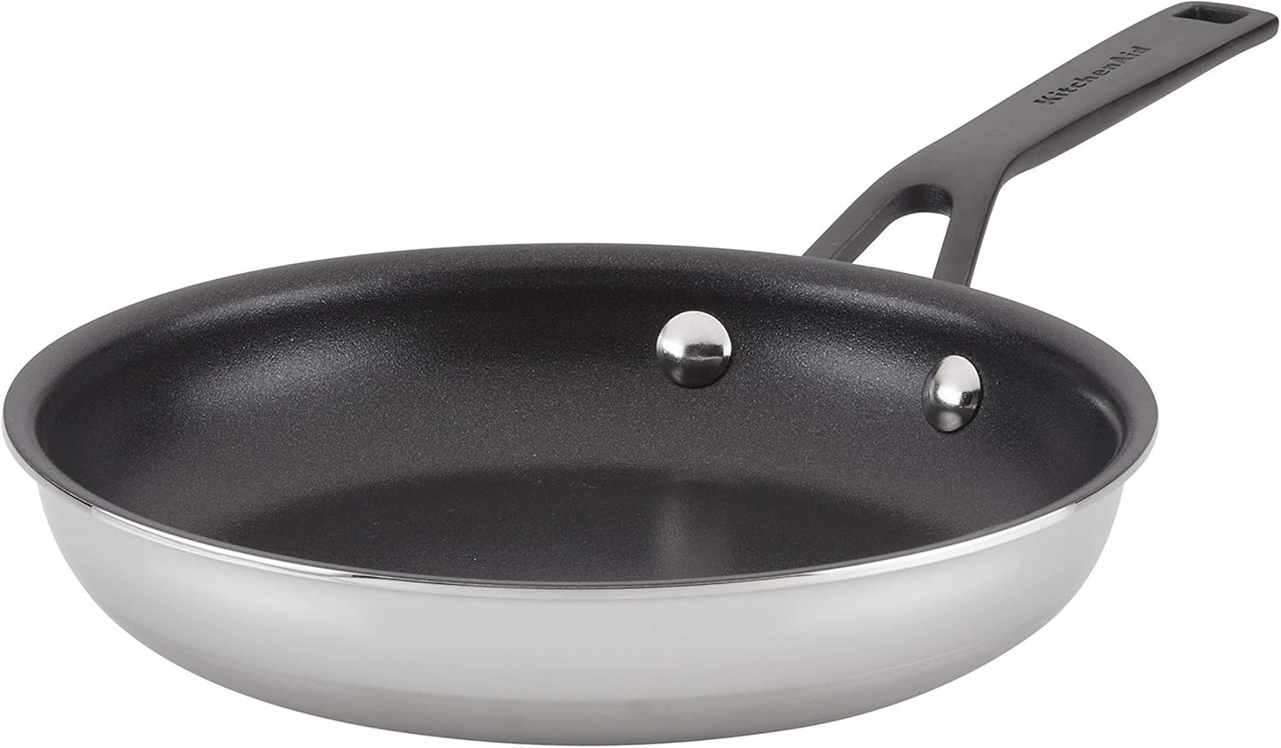 KitchenAid 5-Ply Clad Polished Stainless Steel Nonstick Fry Pan/Skillet, 8.25 Inch
