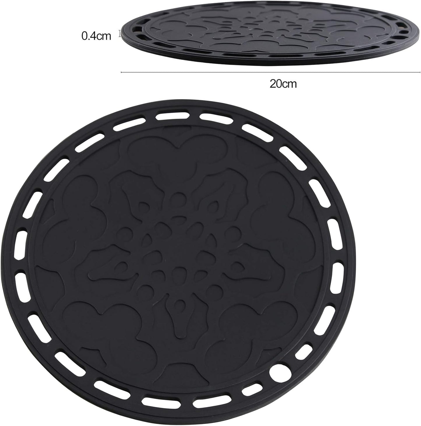 Smithcraft Silicone Trivet Mat Big Round Silicone Pot Holder Hot Pads and Trivets for Hot Dishes and Hot Pots, Hot Mats for Countertops, Tables, Spoon Rest Small Place Mats Set of 3 Color Black