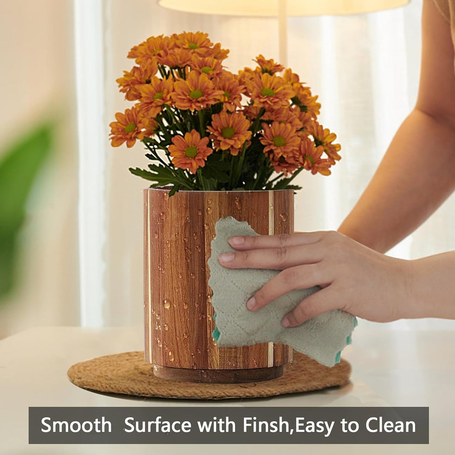 Acacia Wood Utensil Holder for Kitchen Counter, 360° Rotating 7.3"+5.7" Large Cooking Utensil Holder,Kitchen Utensil Crock for Countertop,Farmhouse Kitchen Decor,Spatula Holder Set of 2