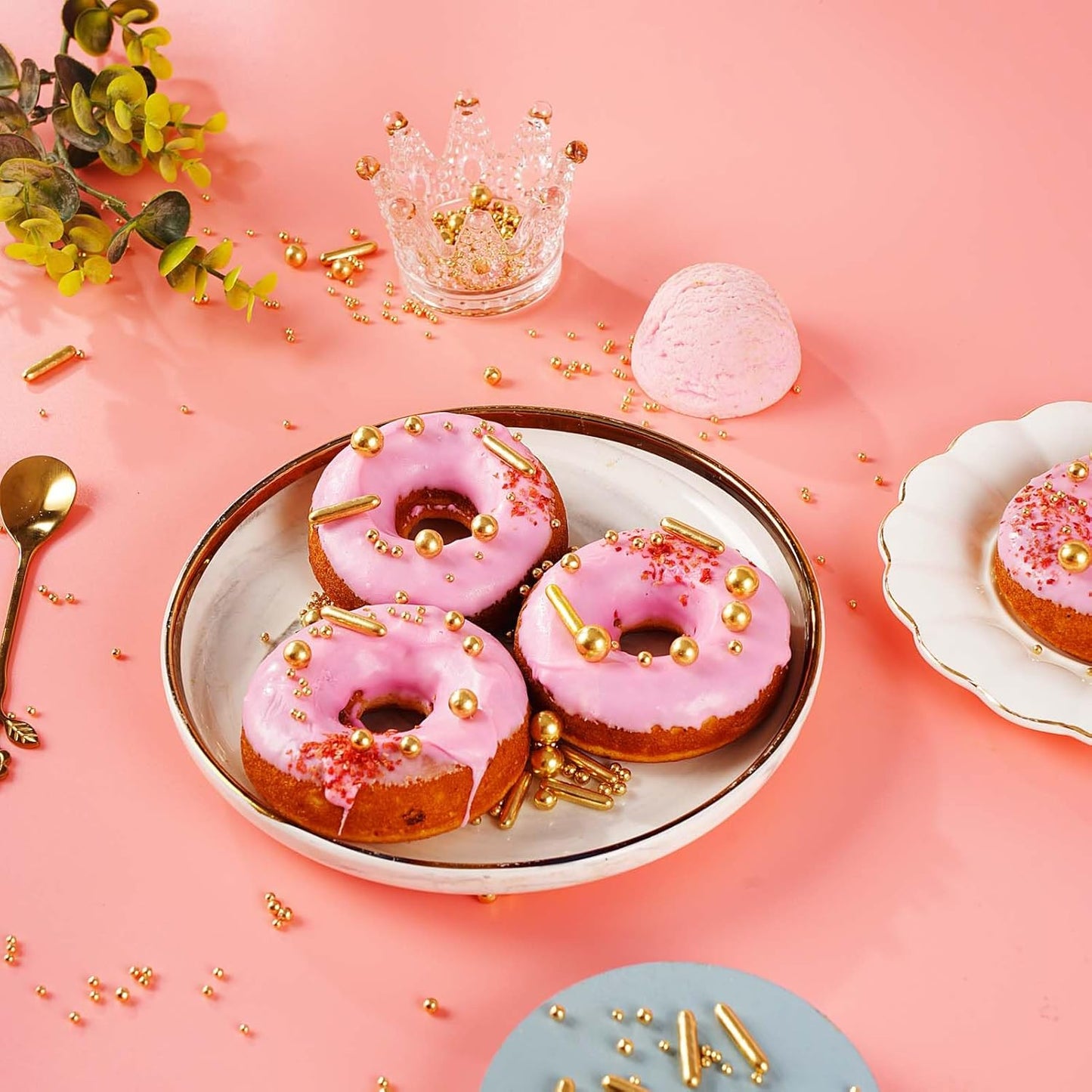 Kasvan Gold Mix Sugar Sprinkles - Edible Candy Pearls with 4-Claw Sprinkle Pen,118g/4.16 Oz, Gift Box Pack, Baking Cake Decorations, Ice Cream Toppings and Cookie Decorating, Wedding Party Chirstmas Supplies