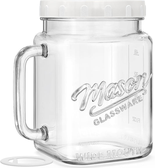 74 oz/2160 ml Glass Jar with Lid, Wide Mouth Airtight Glass Storage Jar, Quart Pantry Organization Mason Jar For Fridge, Food Storage Container For Sugar, Flour, Pickle, Coffee, Candy