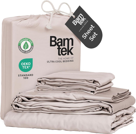 100% Viscose from Bamboo Sheets Queen Size, Super Soft Bedding Set, 4PC Cooling Sheets for Hot Sleepers, Vegan Silk Moisture Wicking, Organically Grown Bedsheet, Blush - 60" x 80"