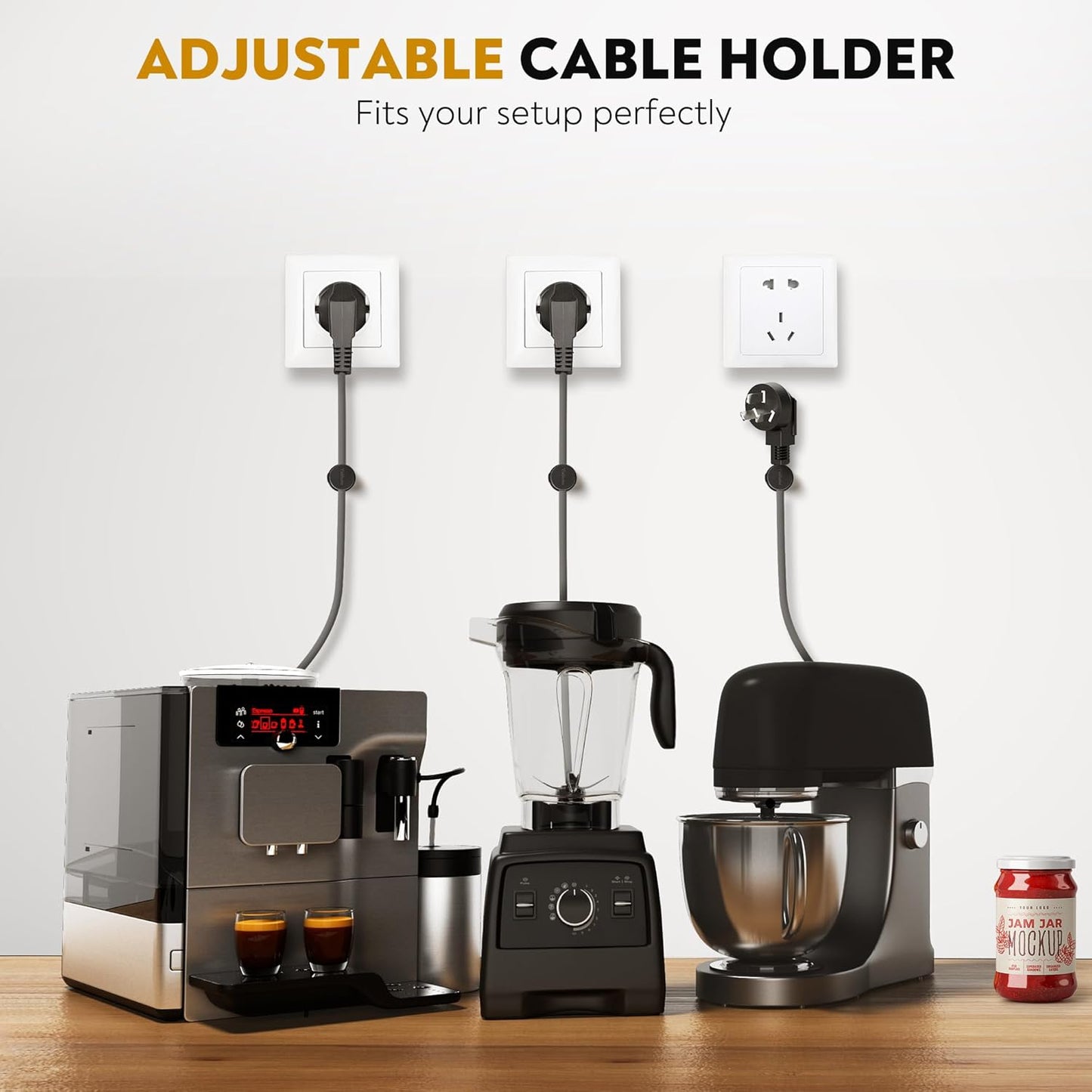 8 Pack Magnetic Cable Management Clips - Ideal Cord Holder for Nightstand, Desk, Charger Holder - Phone Cord Holder w/360 Rotation