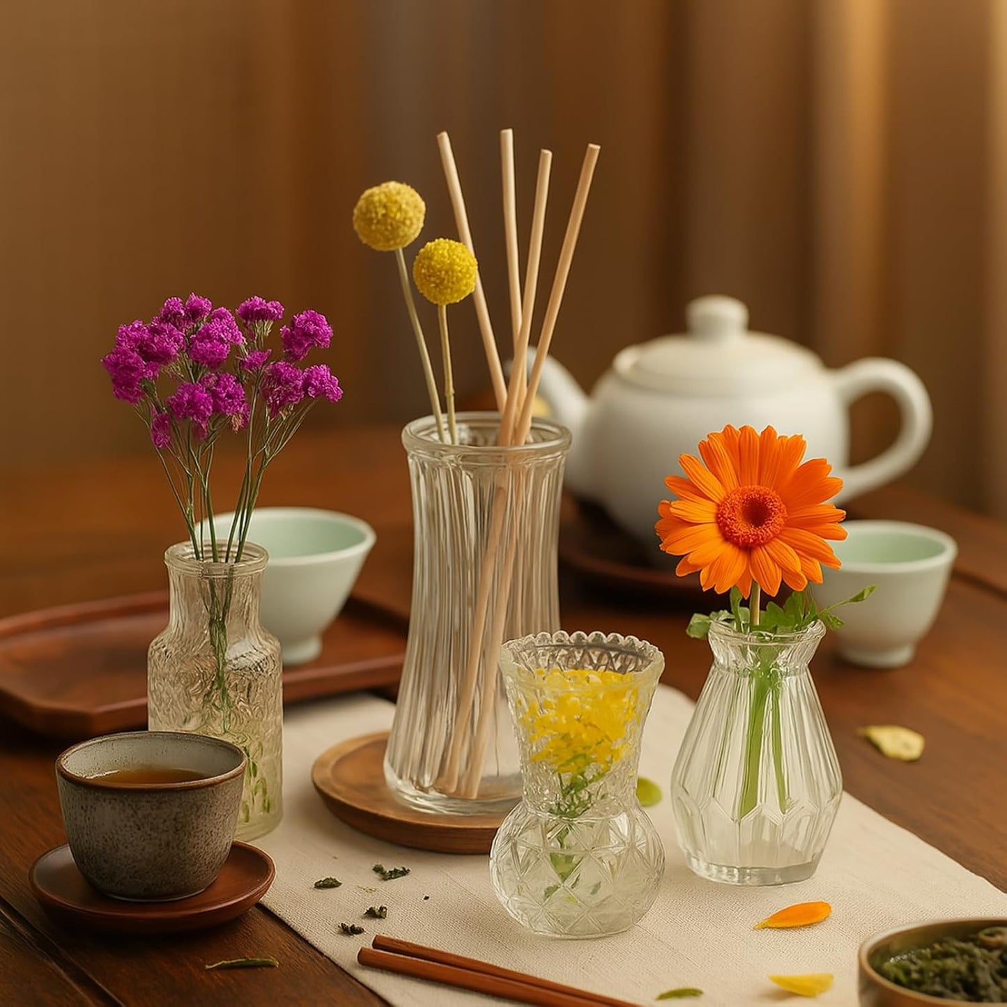 Glass Bud Vase Set of 10 Pcs, Small Clear Bud Vases for Flowers, Vintage Vases for Centerpiece Table Wedding Decorations Home Decor Glass Bottles for Birthday Party Anniversary