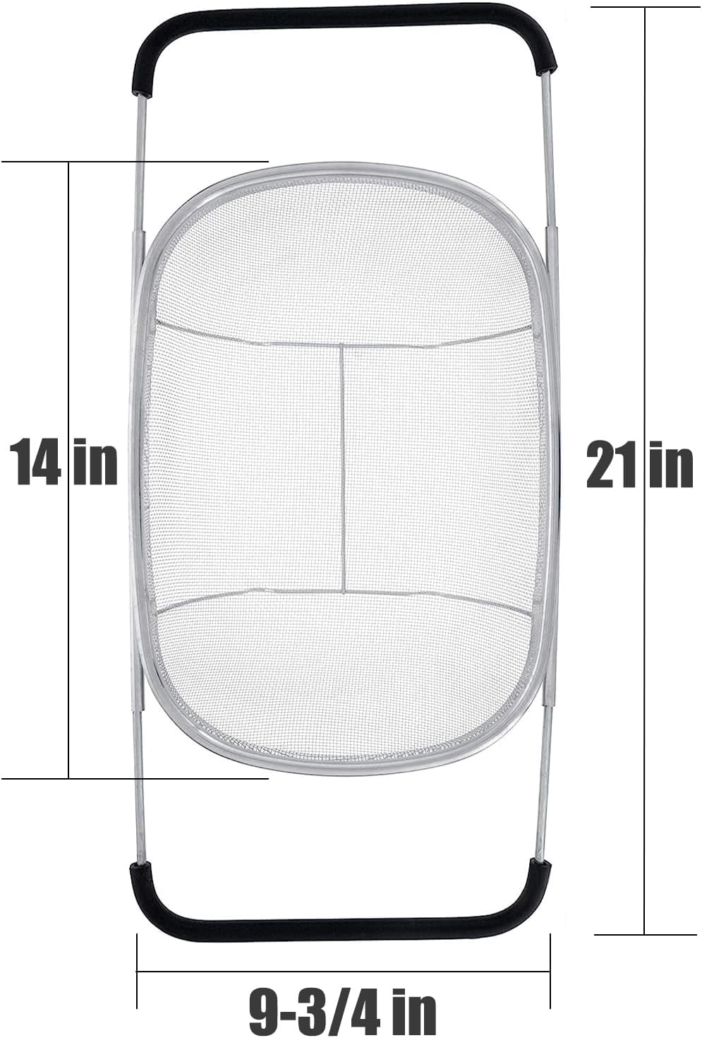 Fine Mesh Colander Over The Sink 6 Quart Stainless Steel Strainer Basket & Expandable Rubber Grip Handles - Strain, Drain, Rinse Fruits, Vegetables