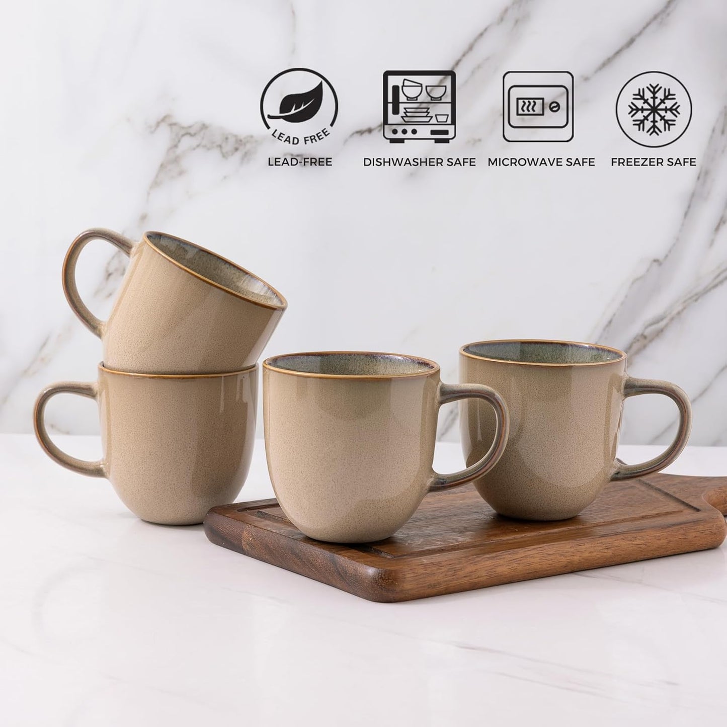 AmorArc 12oz Coffee Mugs, Ceramic Coffee Mugs set of 6 for Man, Woman, Dad, Mom, Modern Coffee Mugs with handle for Latte/Cappuccino/Milk/Cocoa. Dishwasher&Microwave Safe Latte