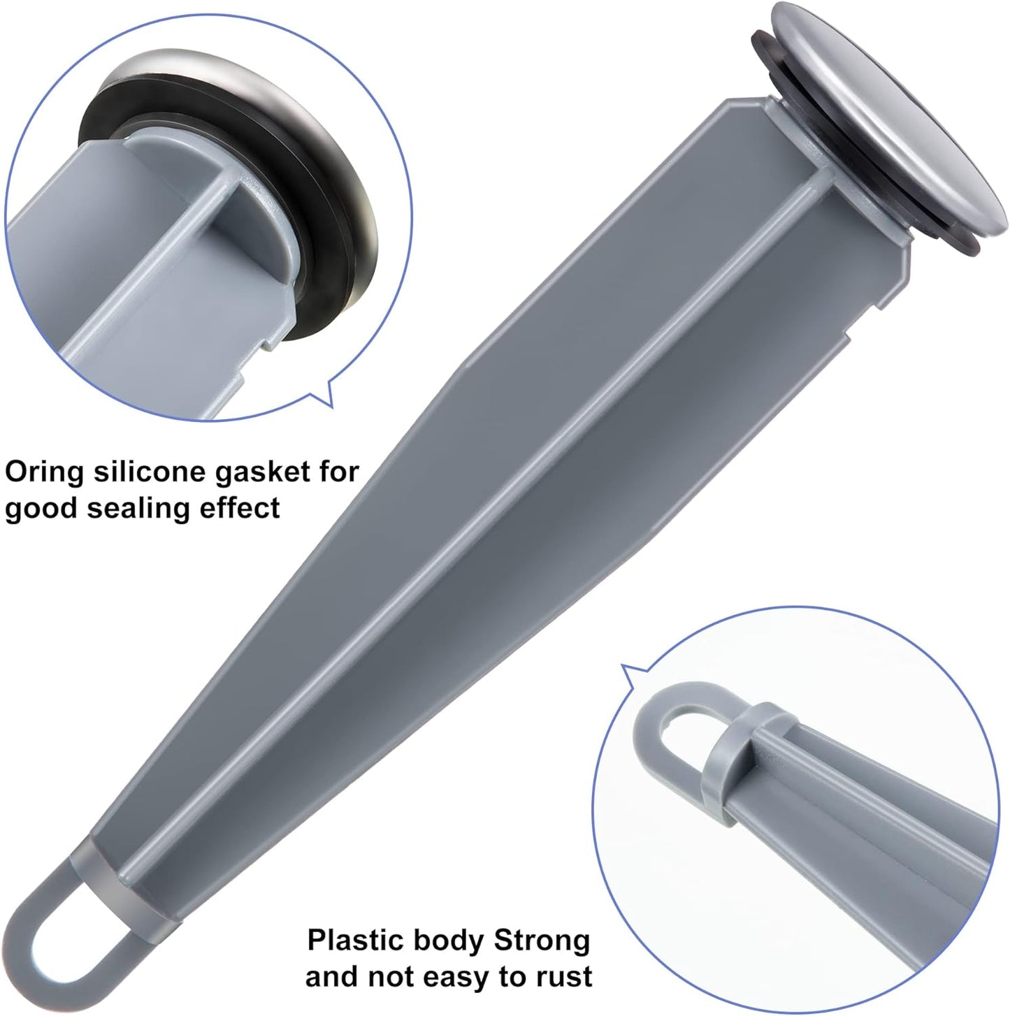 Enhon Pop up Stoppers Compatible with Moen Drain Components, Chrome Bathroom Sink Drain Plunger, 4-7/8 Tall, 1-1/4 Cap Dia, with 1 Mounting Hole and Gasket Seal, Replacement for 88994 (3 Pack)