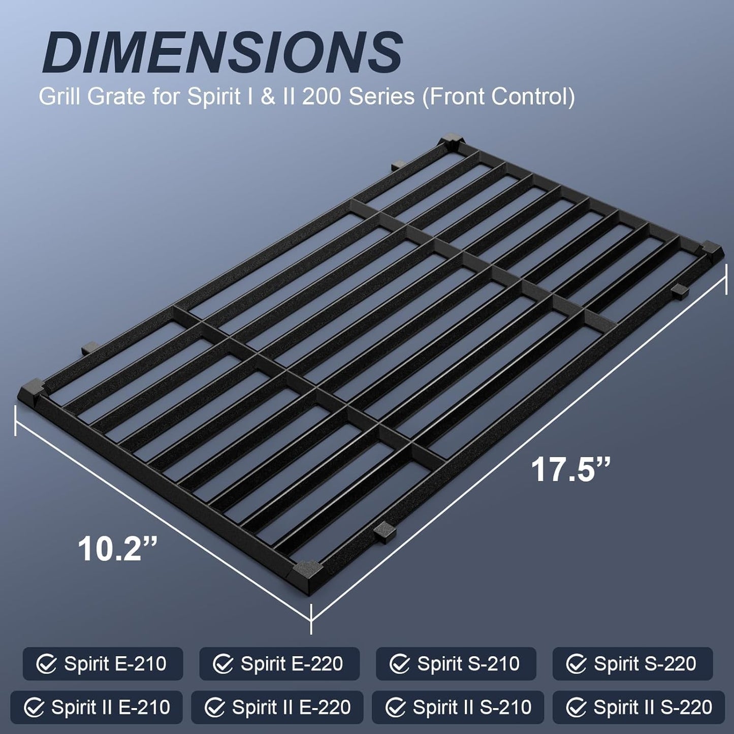 7637 Grill Parts for Weber Spirit E210, 17.5 Inch Grill Grates for Weber Spirit E210, E220, S210, S215 with Front Control,Replacement Parts for Weber Spirit 200 & GS4 Spirit II E210, Spirit II E220