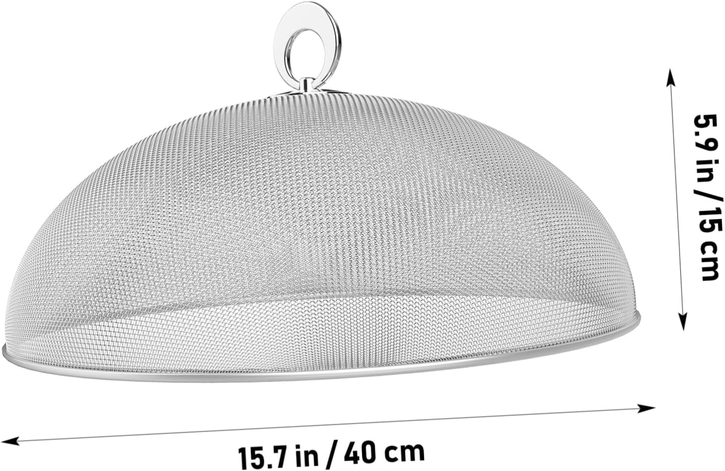 Hemoton Stainless Steel Mesh Dome Food Cover Protector, Round Mesh Screen Food Tent for Kitchen, Outdoor, Picnic, Reusable, Large, Black, 15.7-Inch (Silver L)