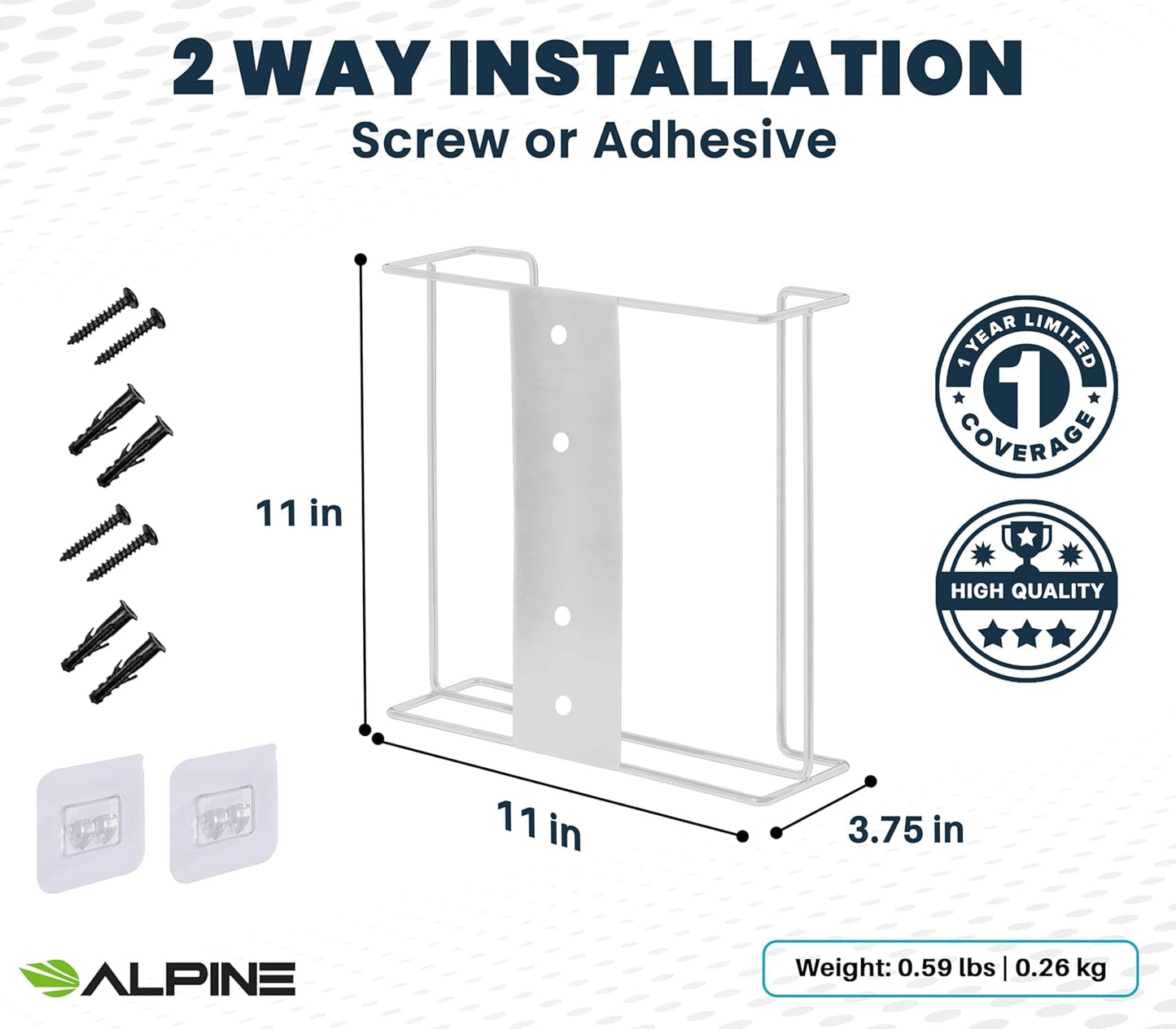 Alpine Glove Holder for Wall Mount - Latex Glove Holder Wire Glove Dispenser for Wall Disposable Glove Box & Tissue Box - Fits 2 Boxes (White)